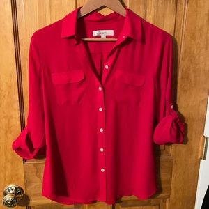 Ann Taylor Loft. Like new. Small red blouse with adjustable sleeves